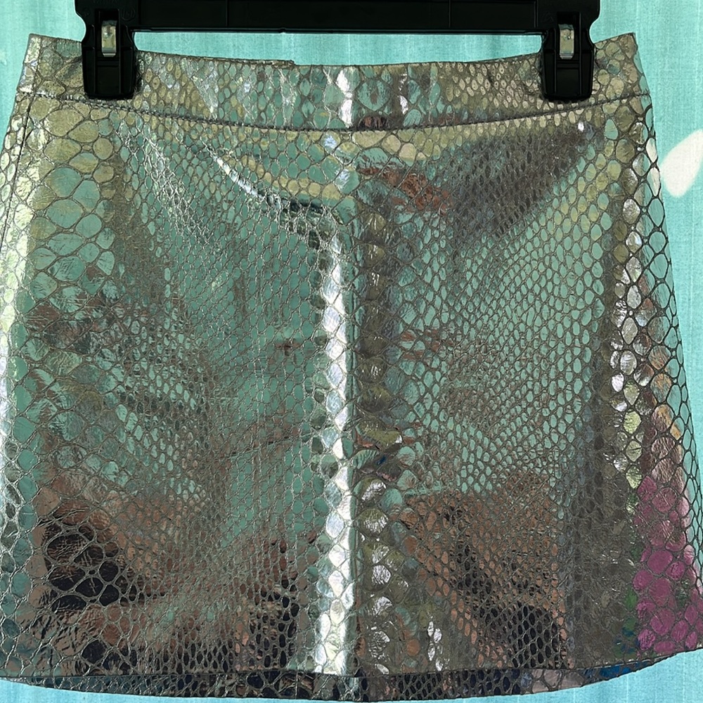 Milly Silver Mirrored Python Mini Skirt Size 0 - image 8